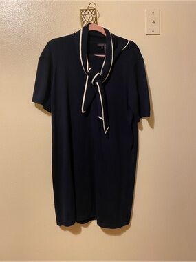 1.STATE Navy Knit Top with Pink Trim